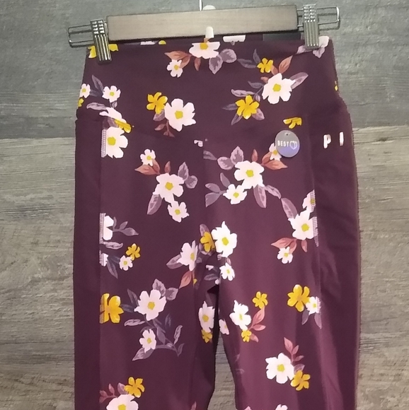 New Pink Blackout Floral Workout Leggings w/ Pocket | High-Waisted S/P - Picture 3 of 7